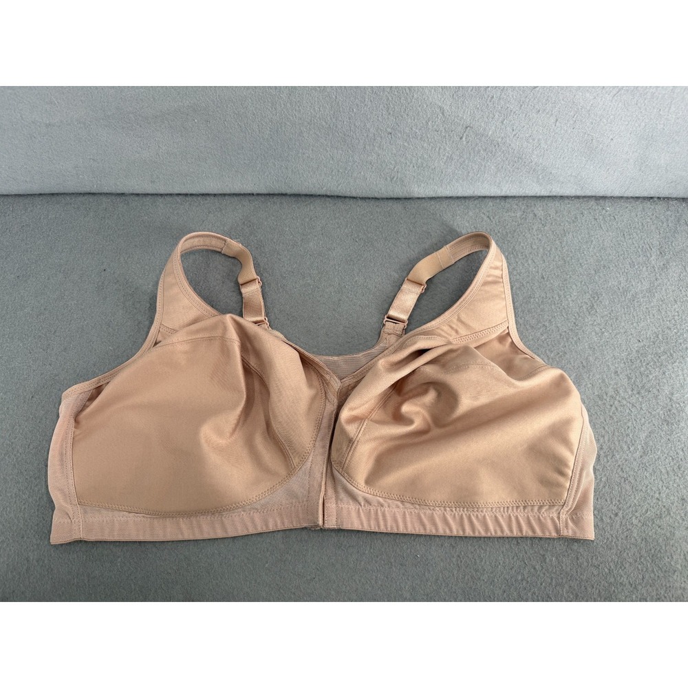 Glamorise MagicLift Front-Closure Posture Back Bra Size 48DD Nude‎ Wirefree 1265
